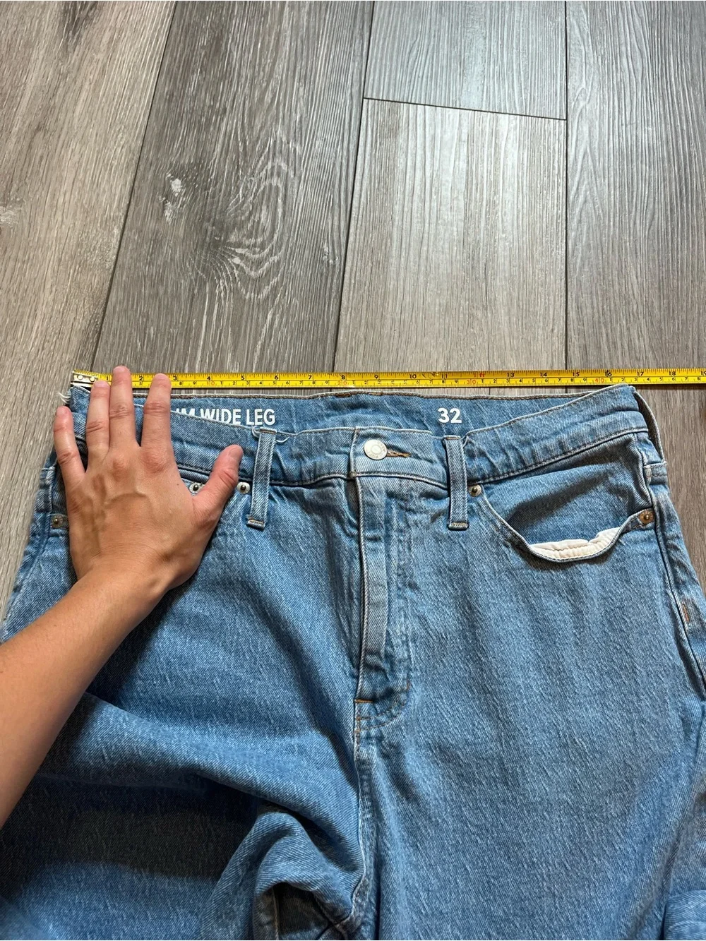 J.Crew Slim Wide-Leg Denim Light Wash Distressed Hem Jean Size 32